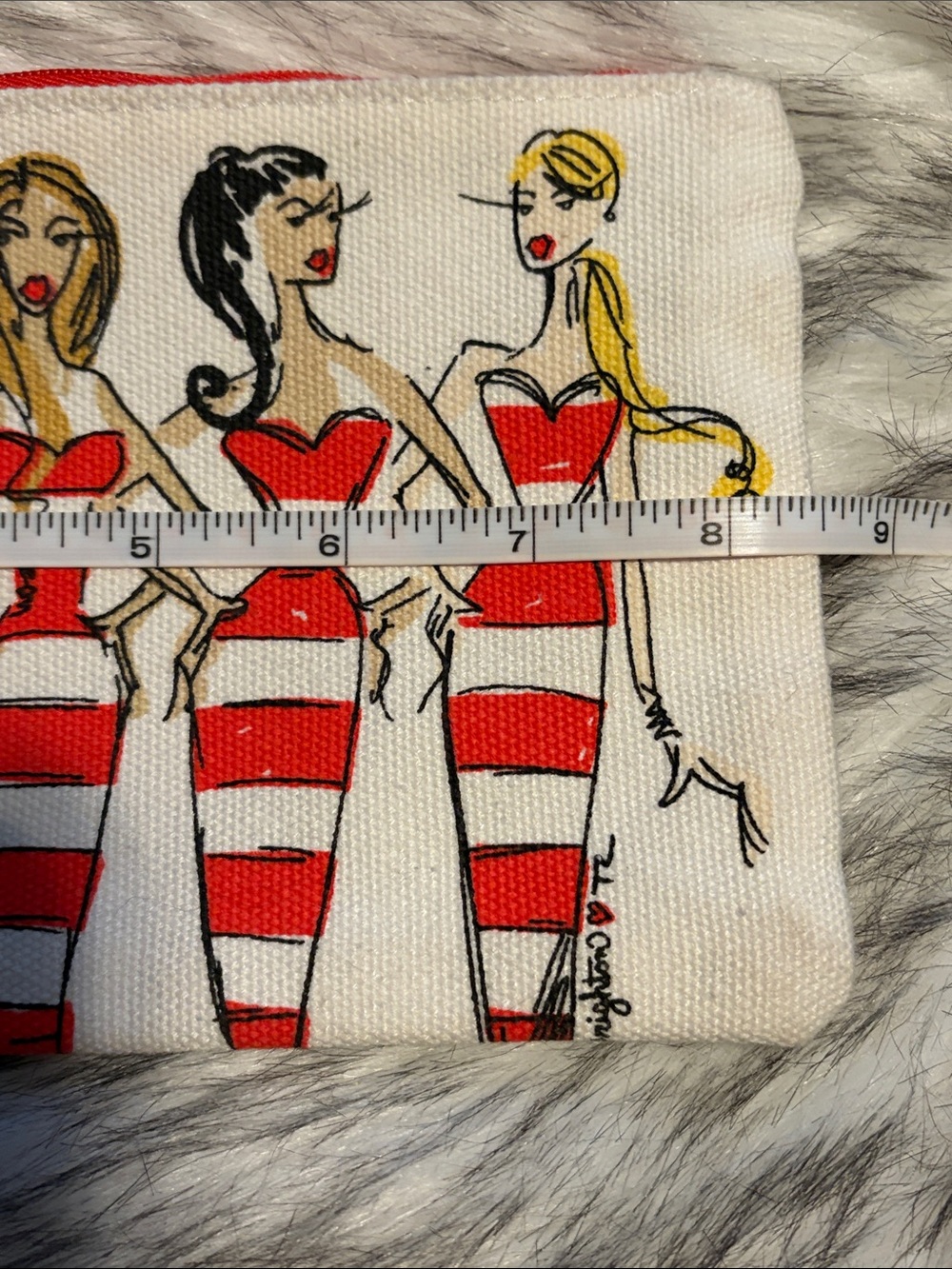 Brighton Patriotic Stripe Cosmetic Pouch - White Red Blue - Picture 6 of 9